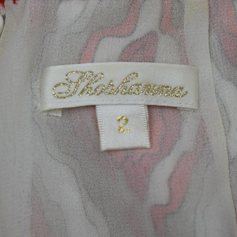 Shoshanna Mikala Silk Shift Dress Womens 2 Geometric Print Orange Pink Tan Cream - Picture 3 of 6